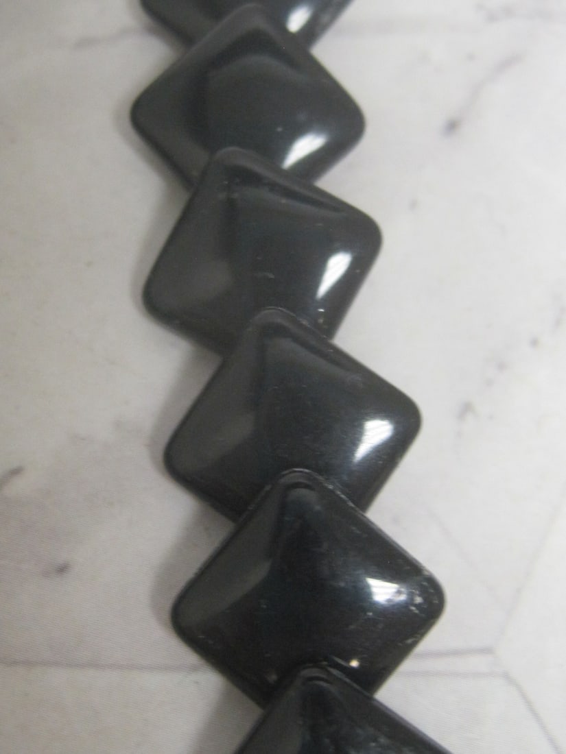 16" Vintage Trifari Necklace with Black Lucite Overlapping Square Design - 2