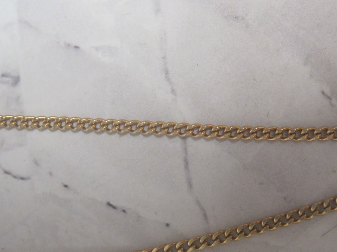 Vintage Avon Geometric White Enamel & Goldtone Pennant/Brooch on 32" Goldtone Chain - 5