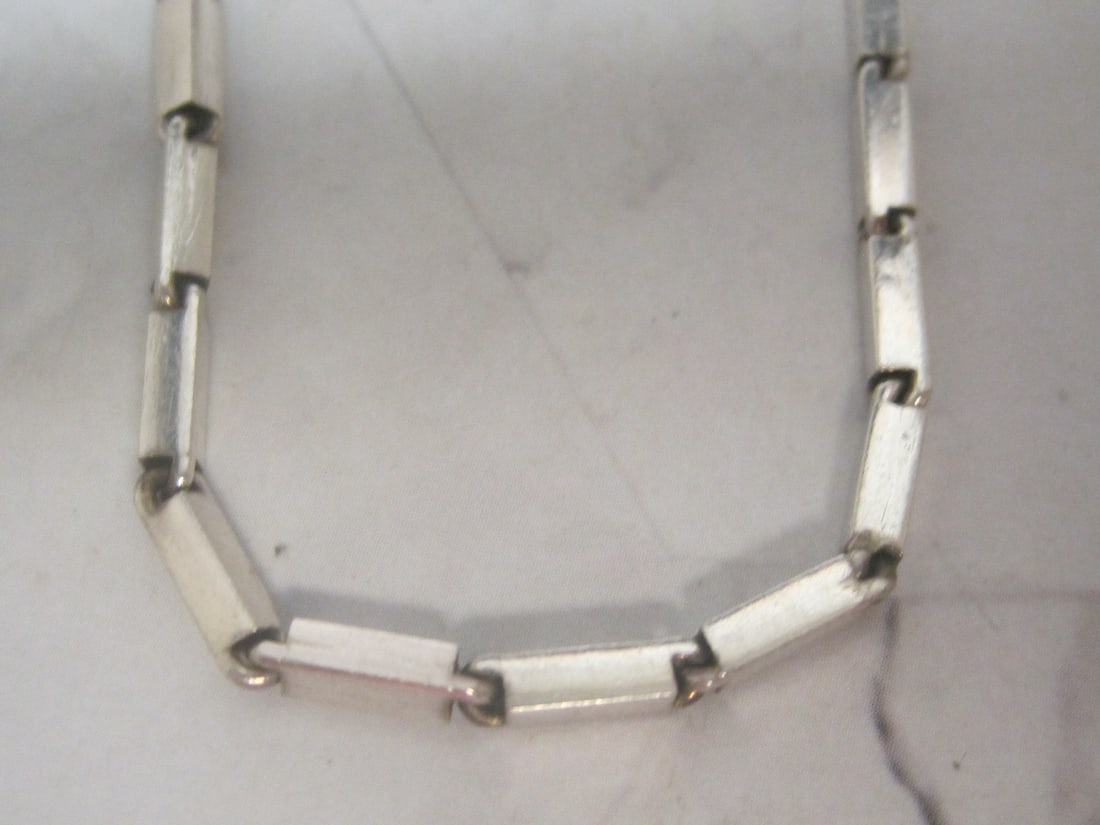 24" Sterling Silver Rectangular Bar Link Chain - 2