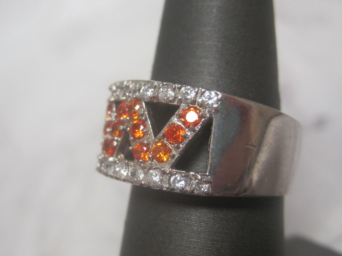 Sterling Silver Ring with CZ Chevron Pattern - 2