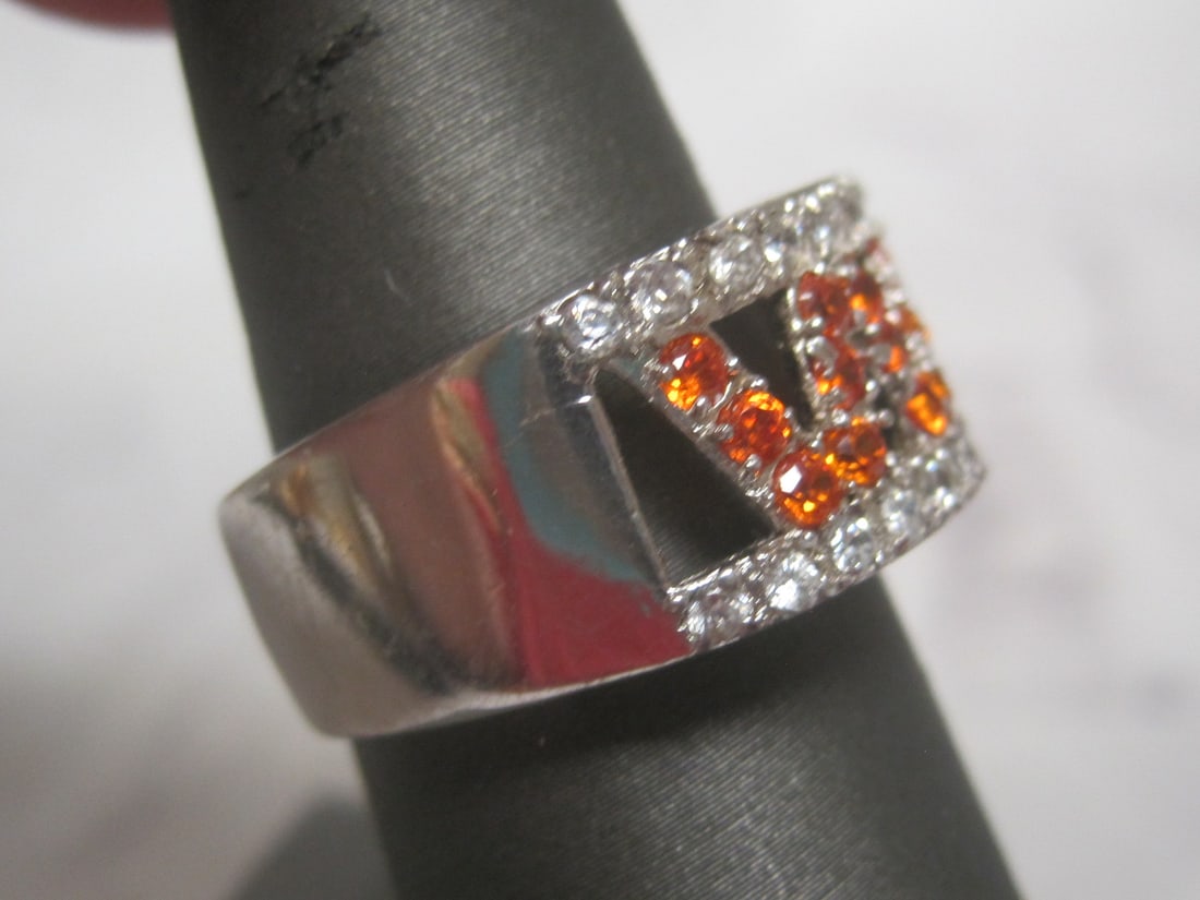 Sterling Silver Ring with CZ Chevron Pattern - 3
