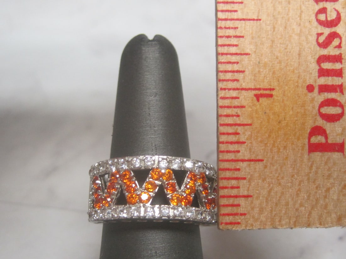 Sterling Silver Ring with CZ Chevron Pattern - 4