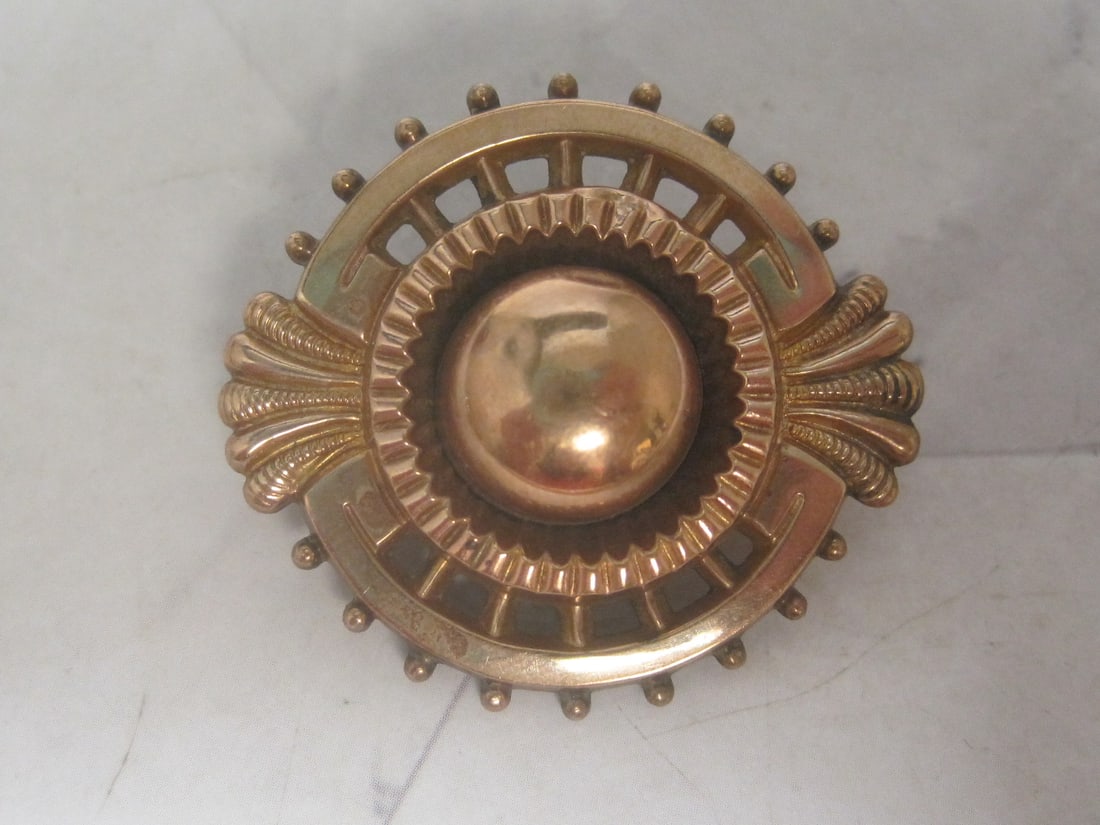 Antique Victorian Gold-Filled Hair Locket Brooch: .