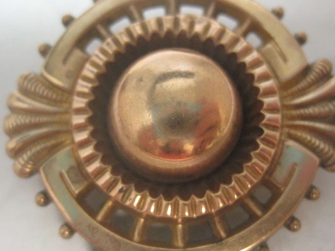 Antique Victorian Gold-Filled Hair Locket Brooch - 2