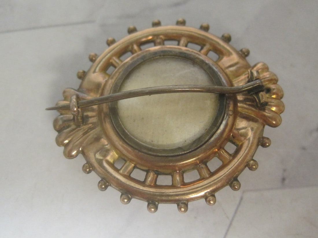 Antique Victorian Gold-Filled Hair Locket Brooch - 3
