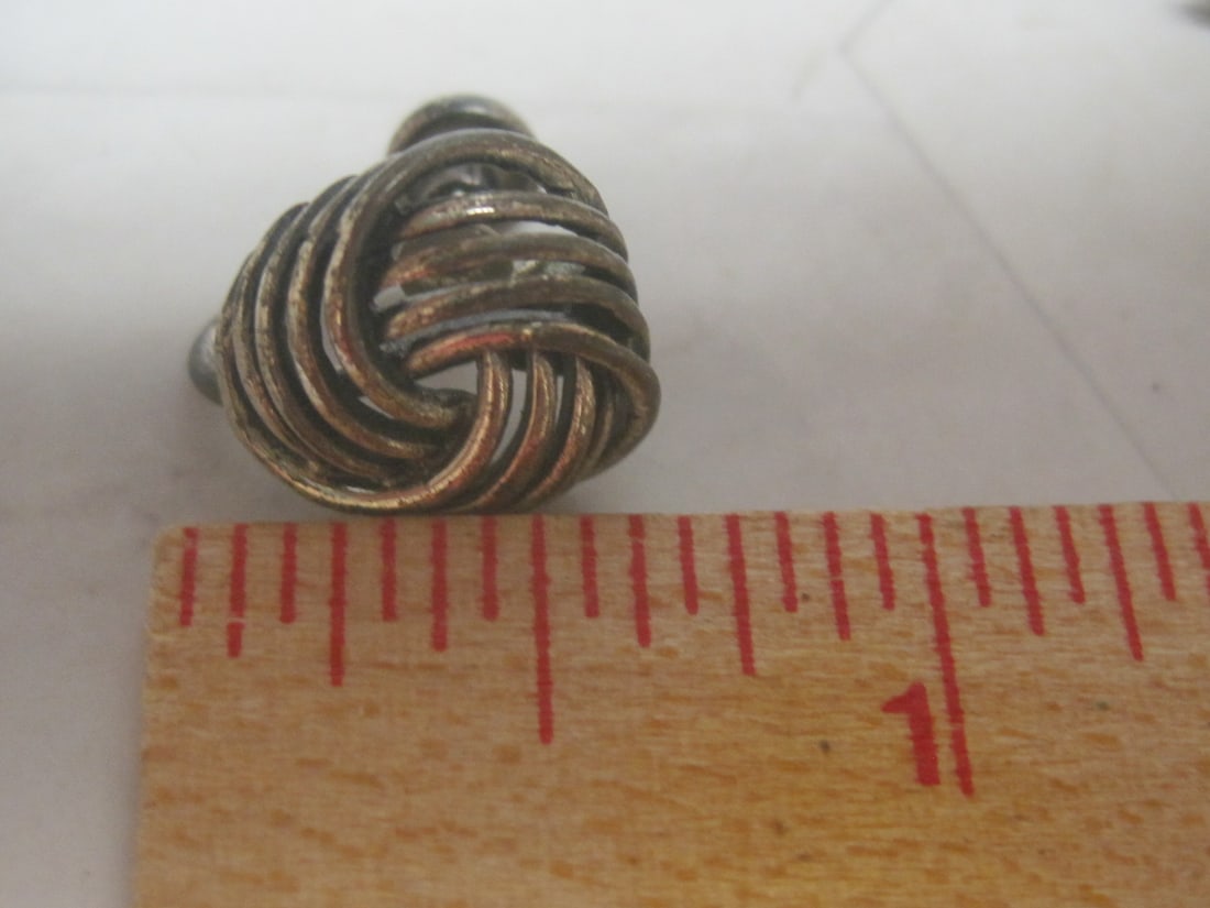 Vintage Beau Sterling Silver Knot Screwback Earrings - 4