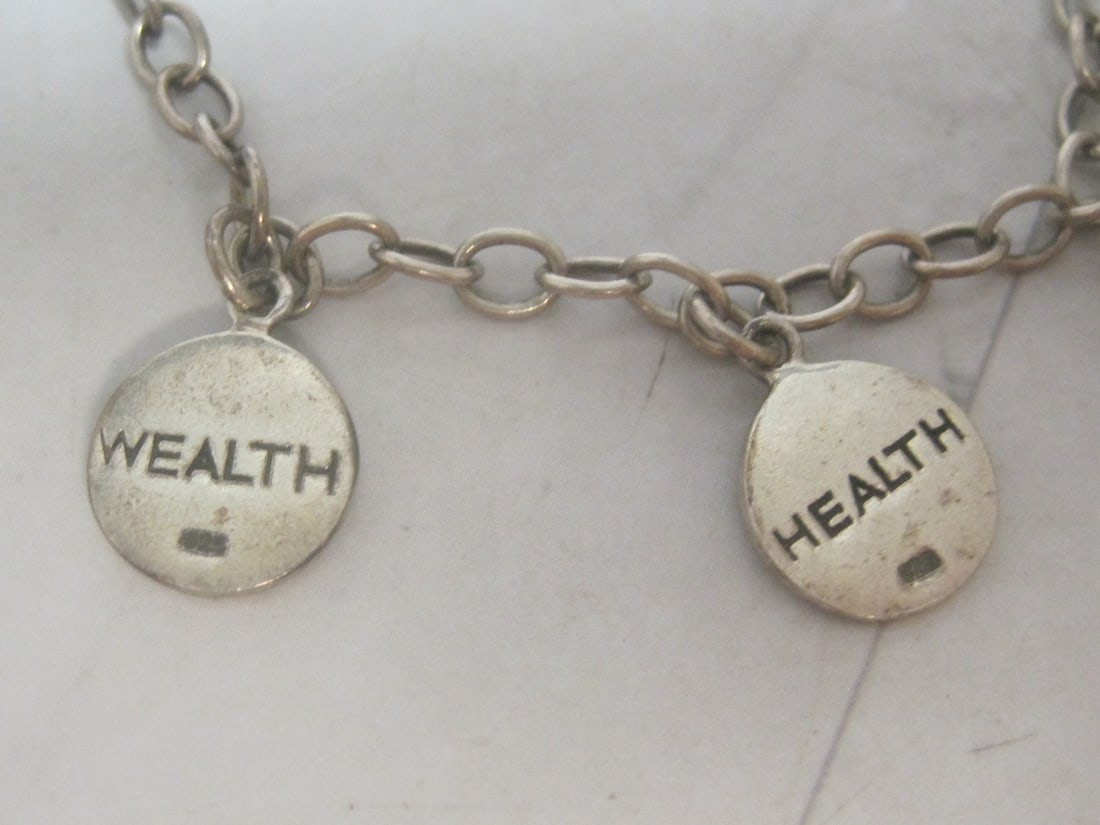 8" Sterling Silver Chinese Positive Virtues Charm Bracelet - 2