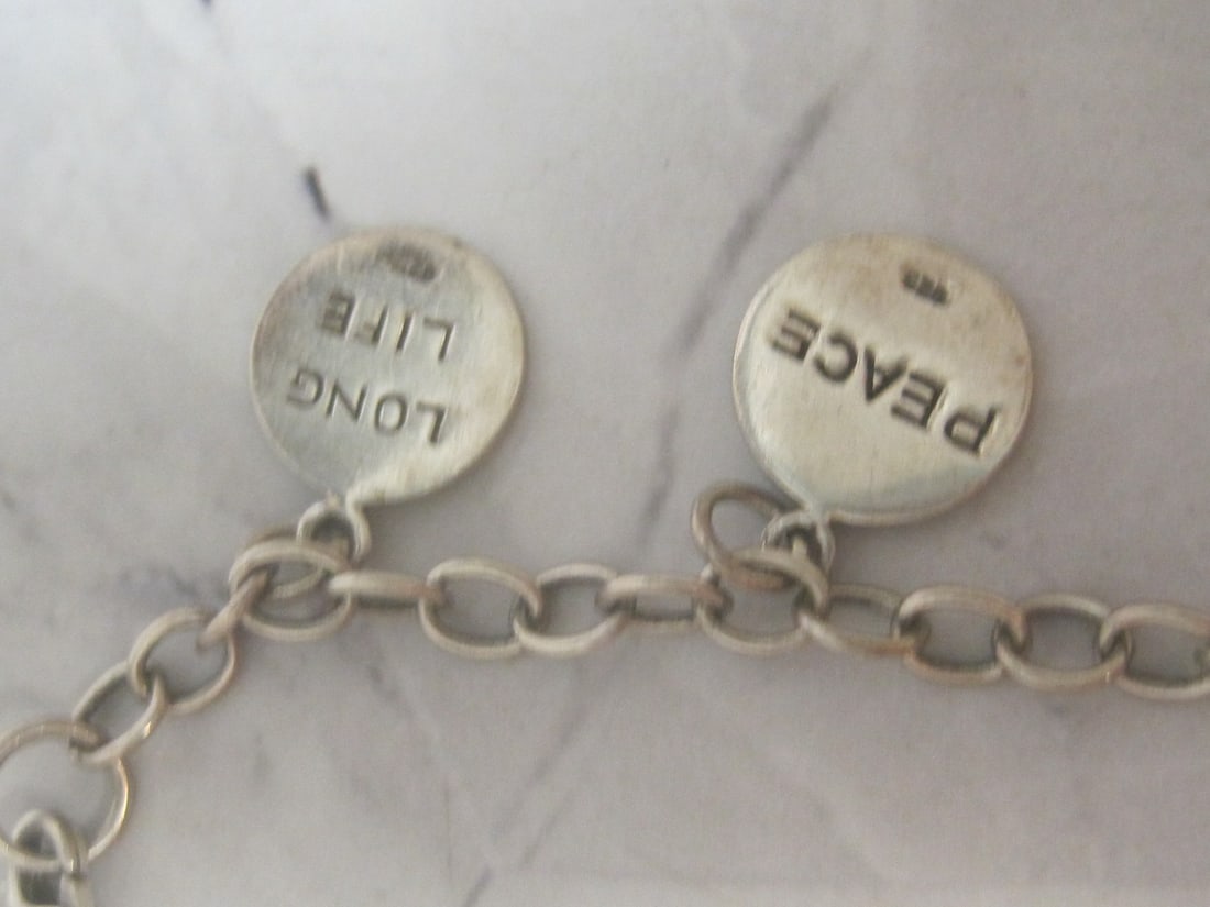 8" Sterling Silver Chinese Positive Virtues Charm Bracelet - 4