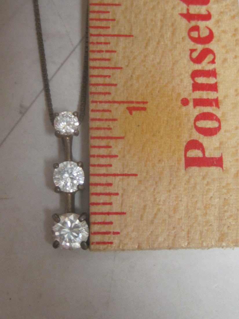 Sterling Silver CZ Pendant on 18" Sterling Silver Chain - 5