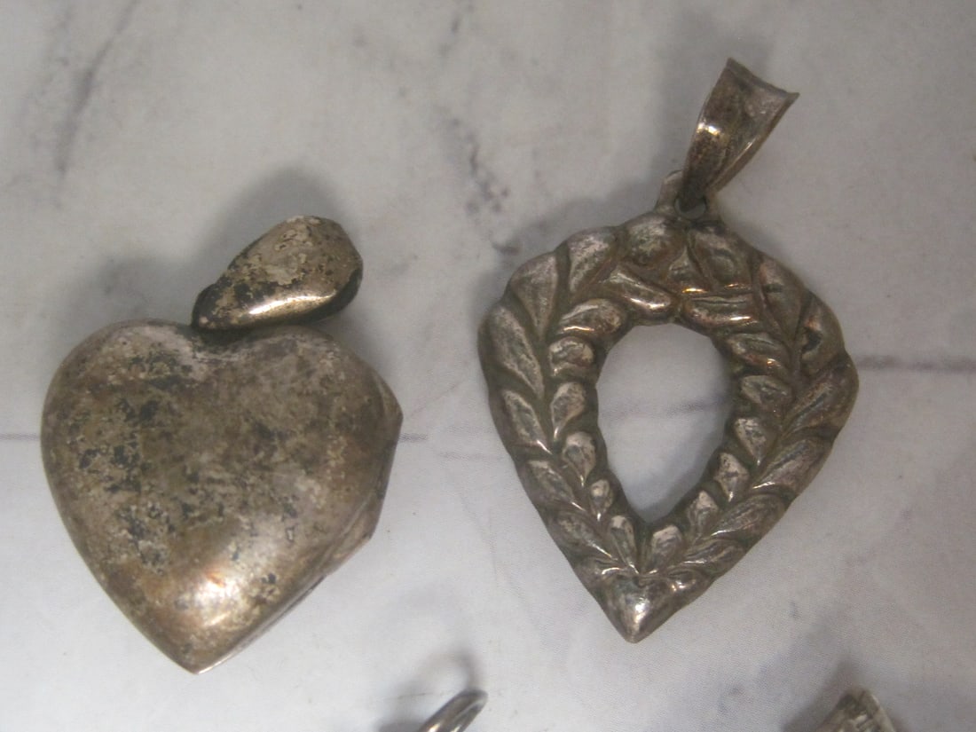 Lot of 5 Sterling Silver Heart Pendants - 2
