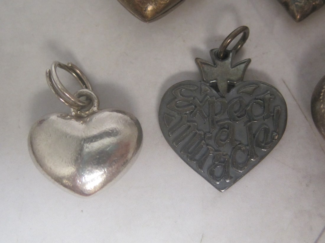 Lot of 5 Sterling Silver Heart Pendants - 3