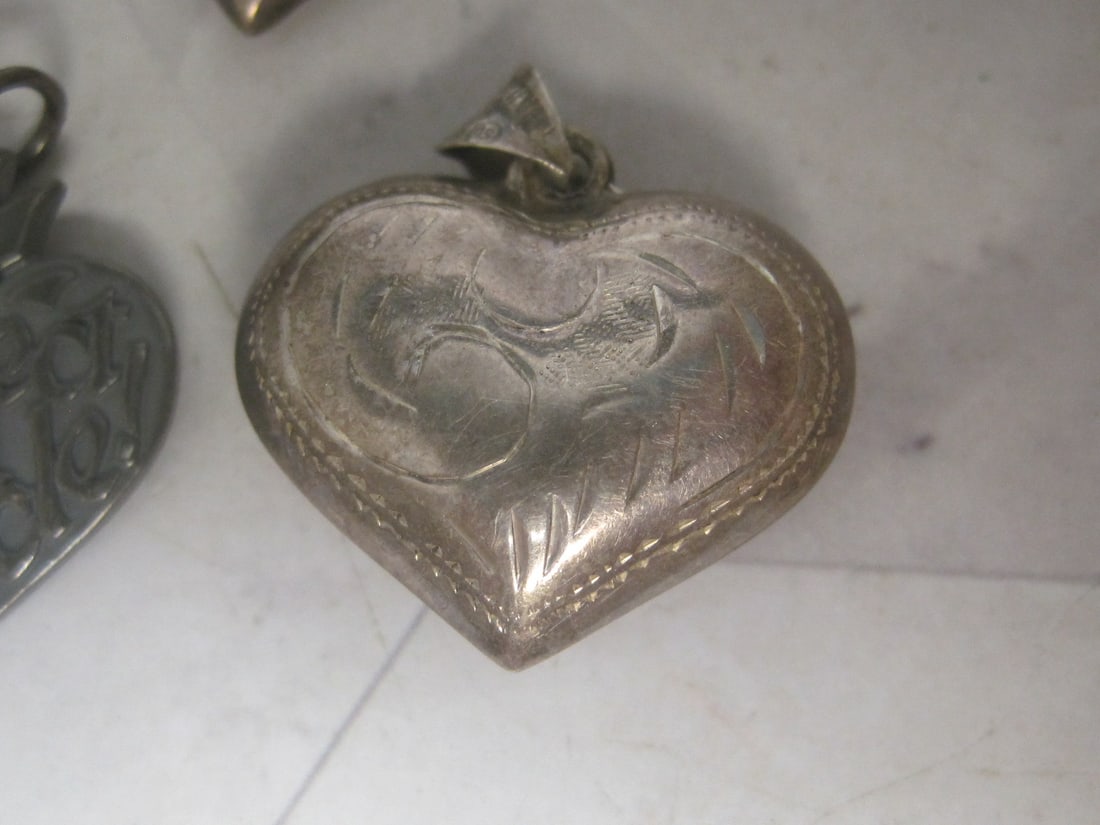 Lot of 5 Sterling Silver Heart Pendants - 4