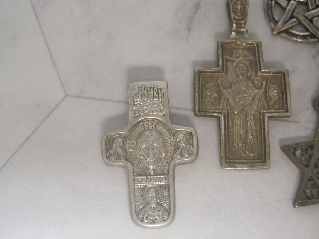 Lot of 6 Sterling Silver Religious Pendants - 2