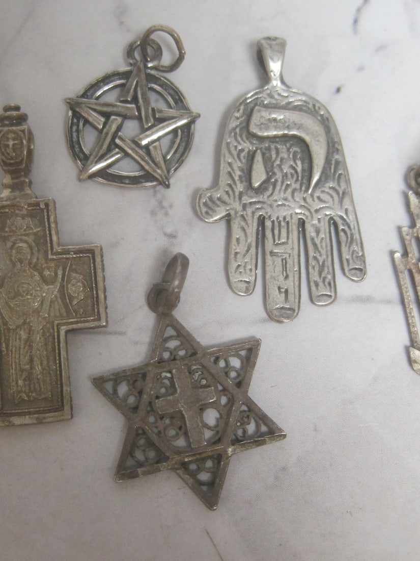Lot of 6 Sterling Silver Religious Pendants - 3
