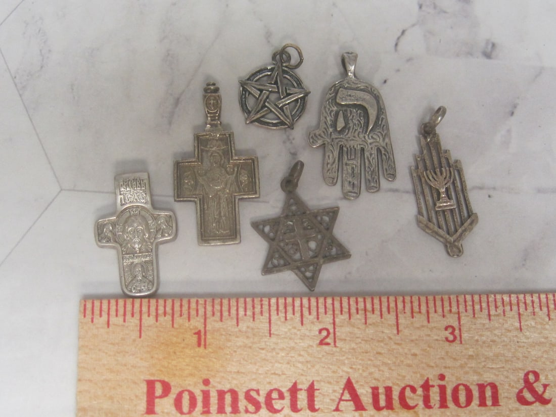Lot of 6 Sterling Silver Religious Pendants - 5