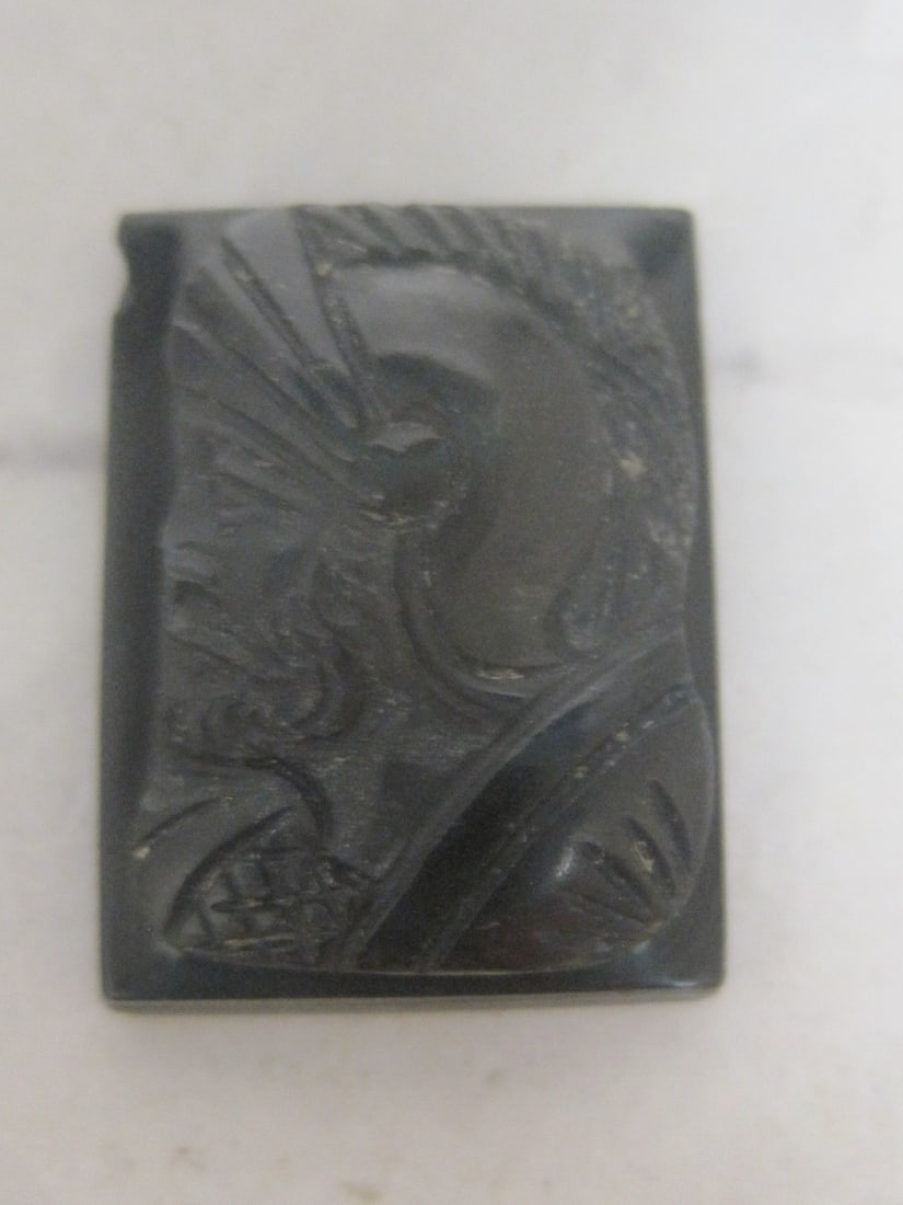 Carved Black Onyx Intaglio: Depicting a warrior