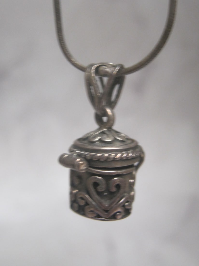 Sterling Silver Prayer Box Pendant on 18" Sterling Silver Chain - 2