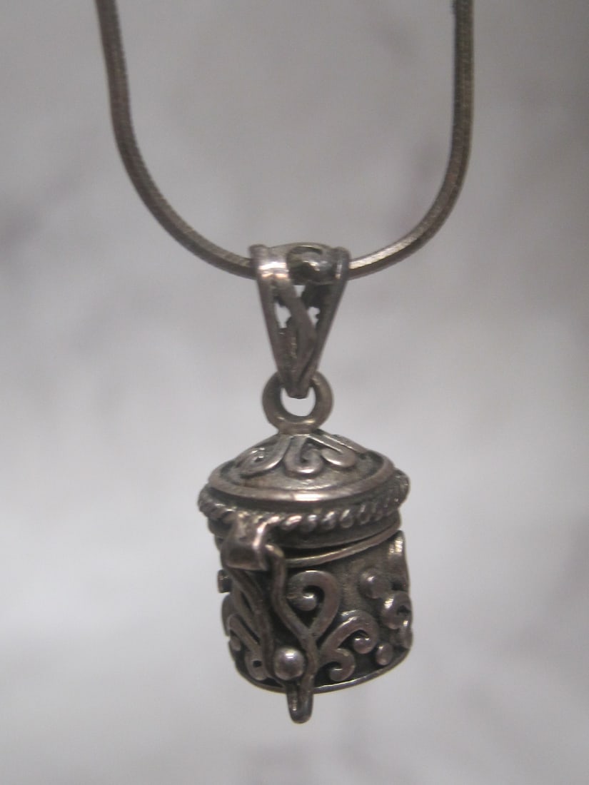 Sterling Silver Prayer Box Pendant on 18" Sterling Silver Chain - 3