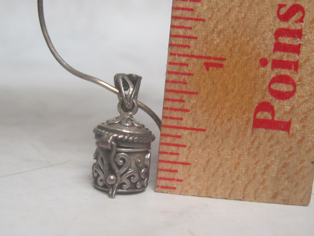 Sterling Silver Prayer Box Pendant on 18" Sterling Silver Chain - 4