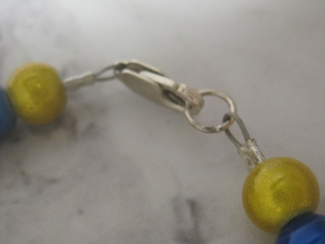 7" Art Glass Bead Bracelet with Sterling Silver Clasp - 3