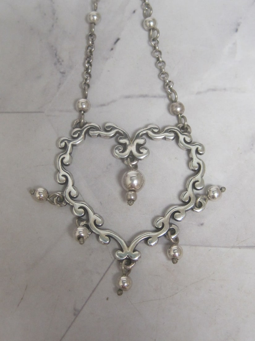 16" Brighton Silvertone Summer Love Filigree Heart Necklace - 2