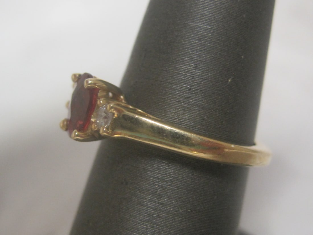 14k Gold Garnet & Diamond Ring - 2