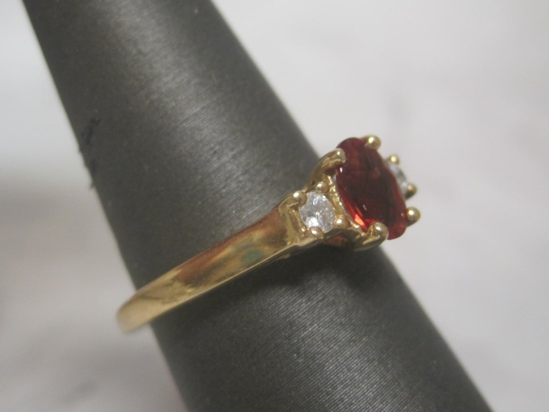 14k Gold Garnet & Diamond Ring - 3