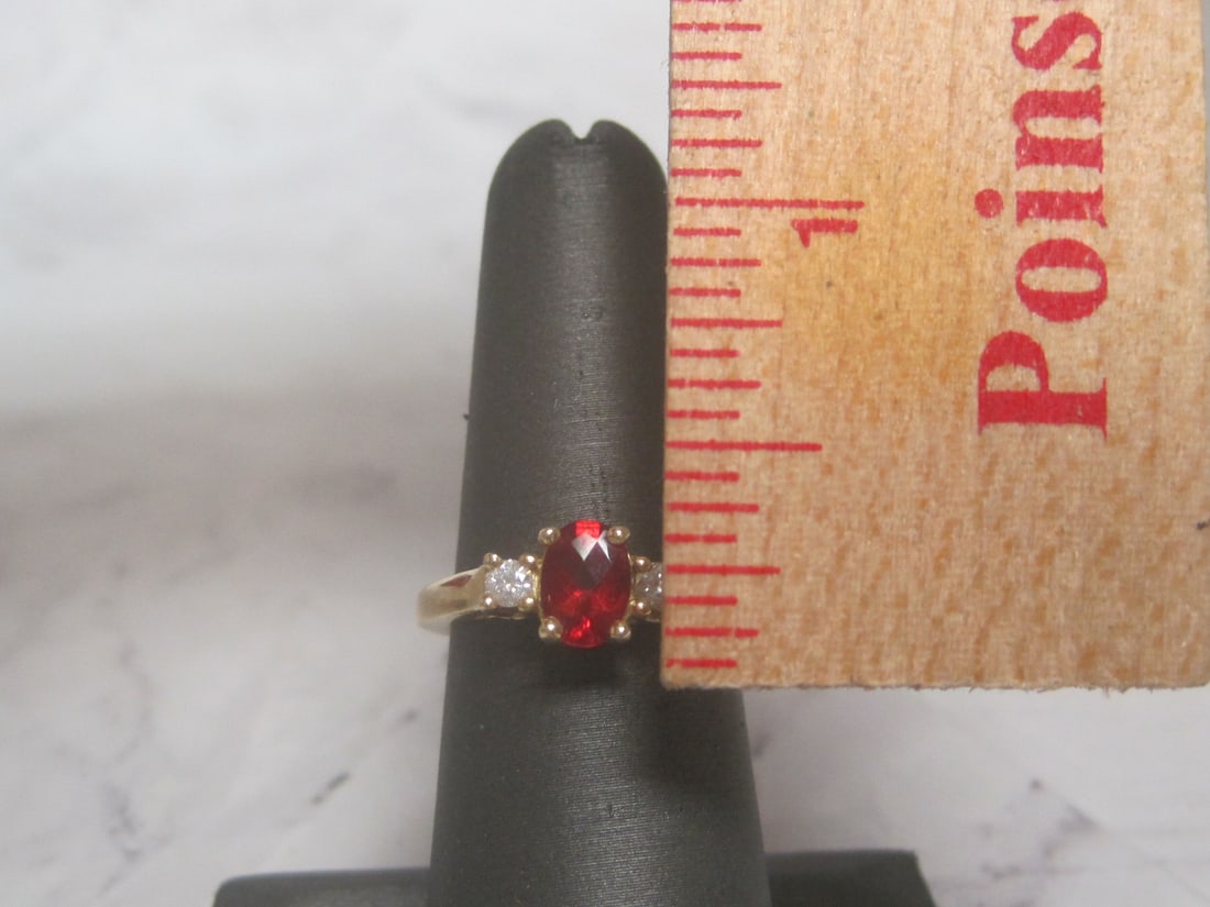 14k Gold Garnet & Diamond Ring - 4