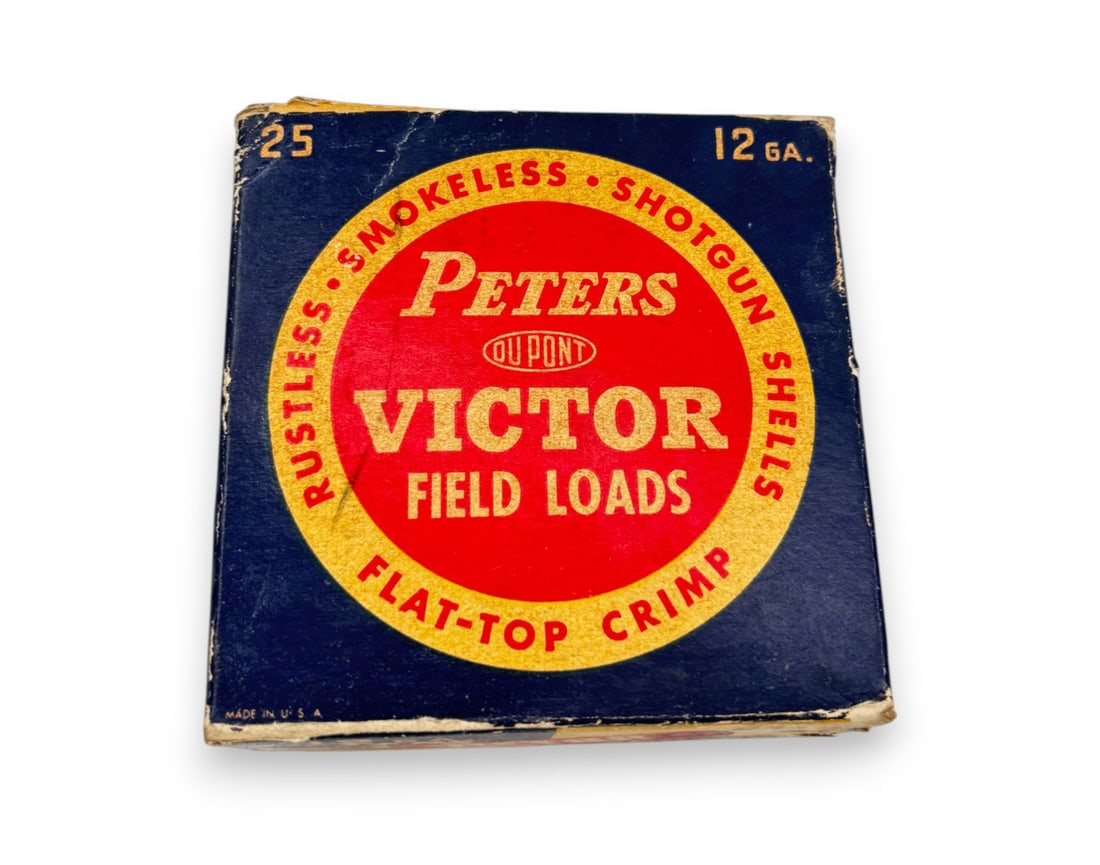 Collectible 25rds. of Vintage of 12 GA. Peters Victor Flat-Top Crimp Shotgun Ammunition - 3