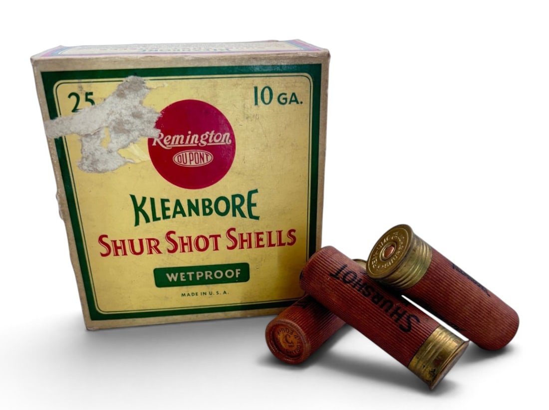 23rds. of Remington Kleanbore Shure Shot Wet-Proof 2 7/8" 10 GA. Paper Shotgun Ammunition in Box: See photos