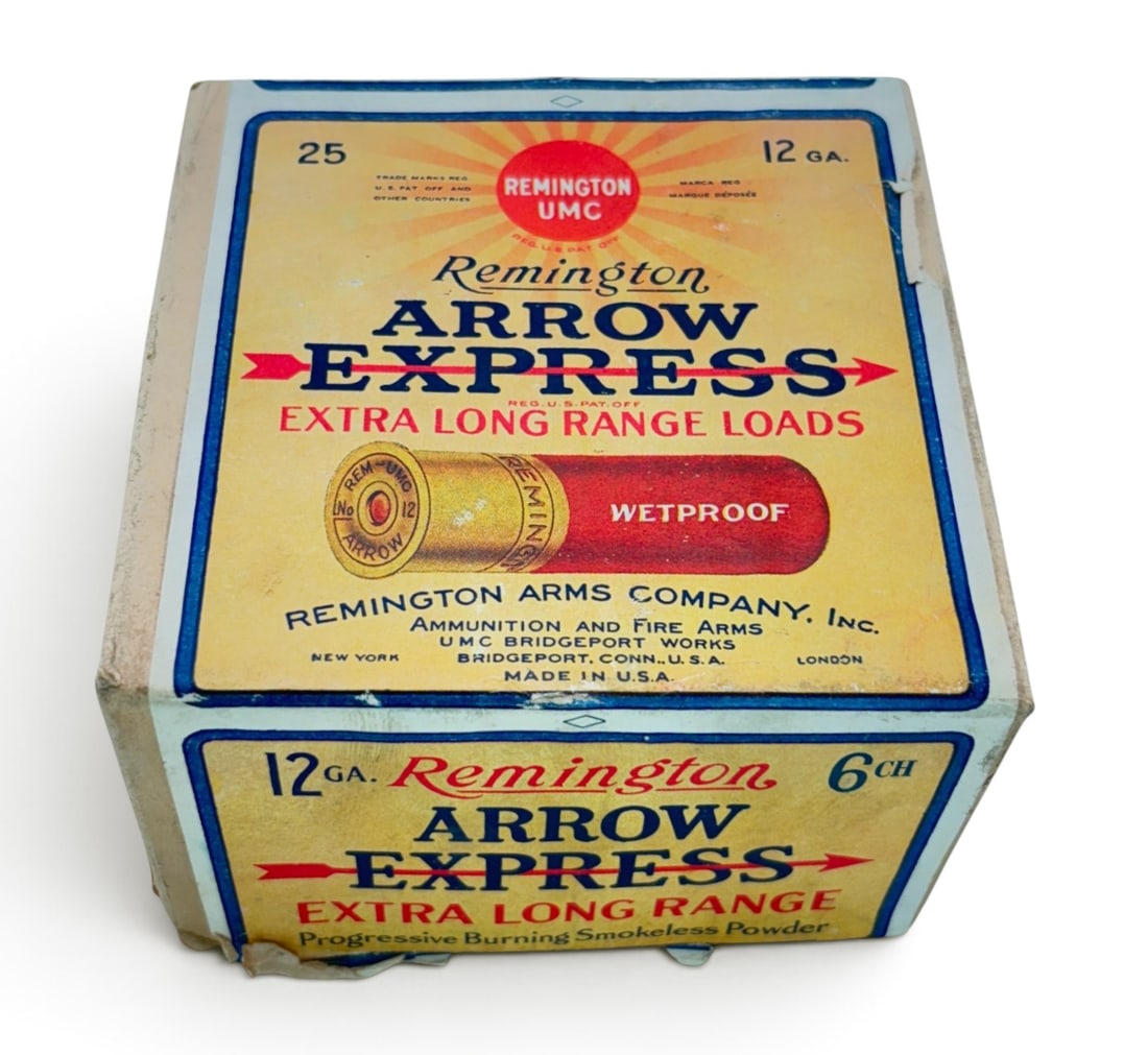 Collectible 25rds. of 12 GA. Remington UMC Arrow Express XL Range Paper Ammo in Original 2-Pc. Box: Ammunition is in excellent condition.