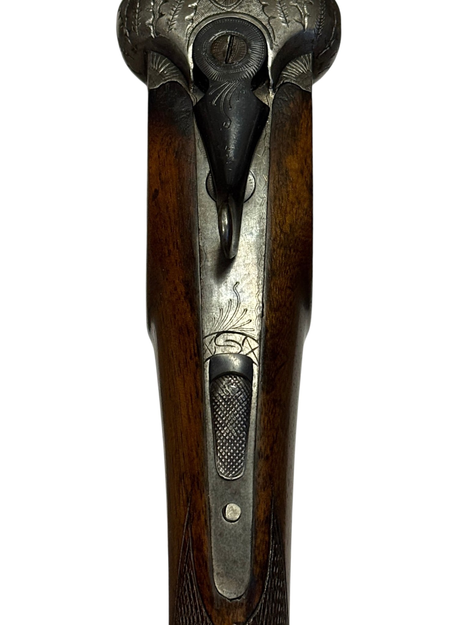 Engraved Spanish 12 GA. SXS Double Barrel Hammerless Shotgun - 2