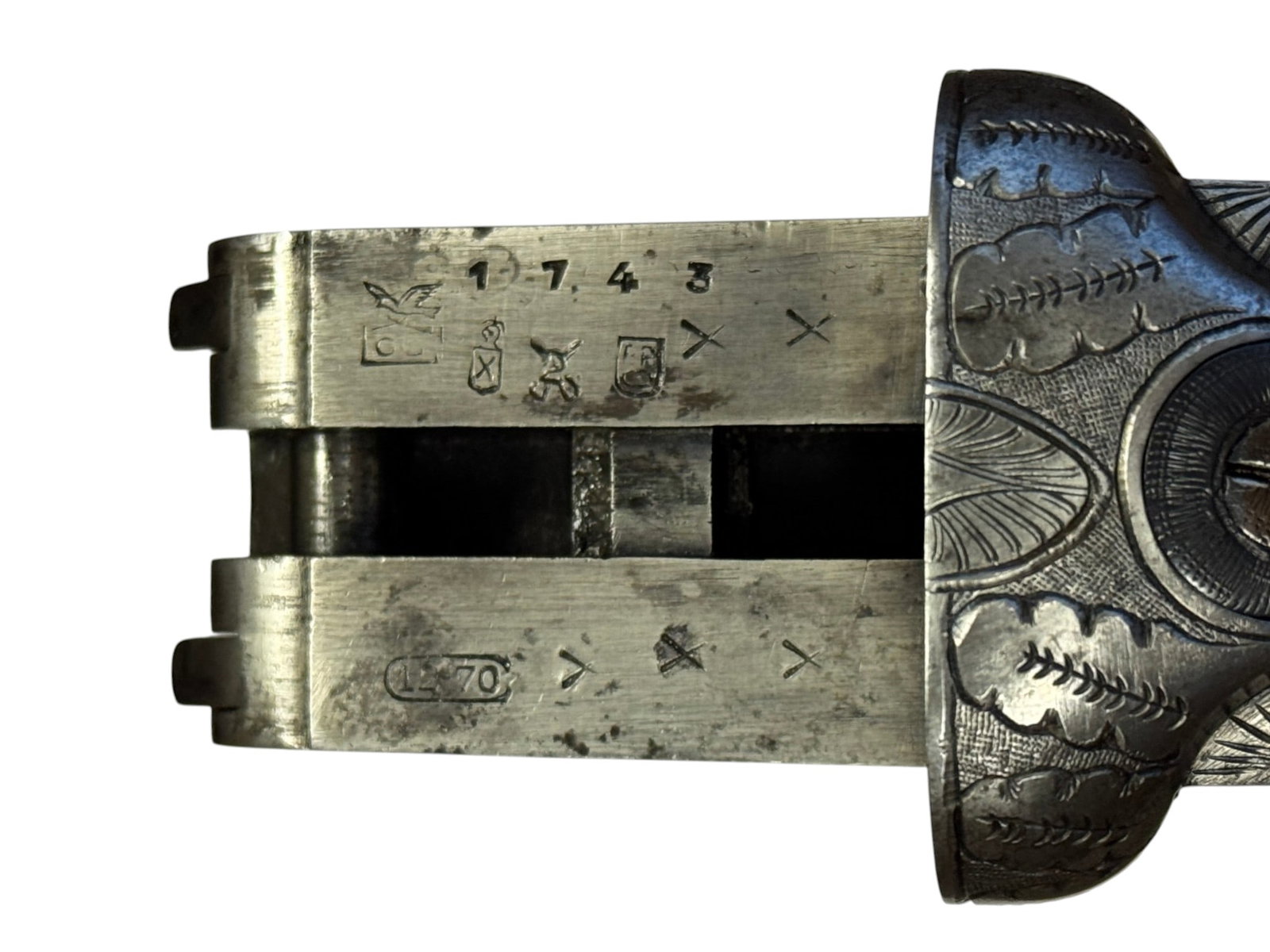 Engraved Spanish 12 GA. SXS Double Barrel Hammerless Shotgun - 7