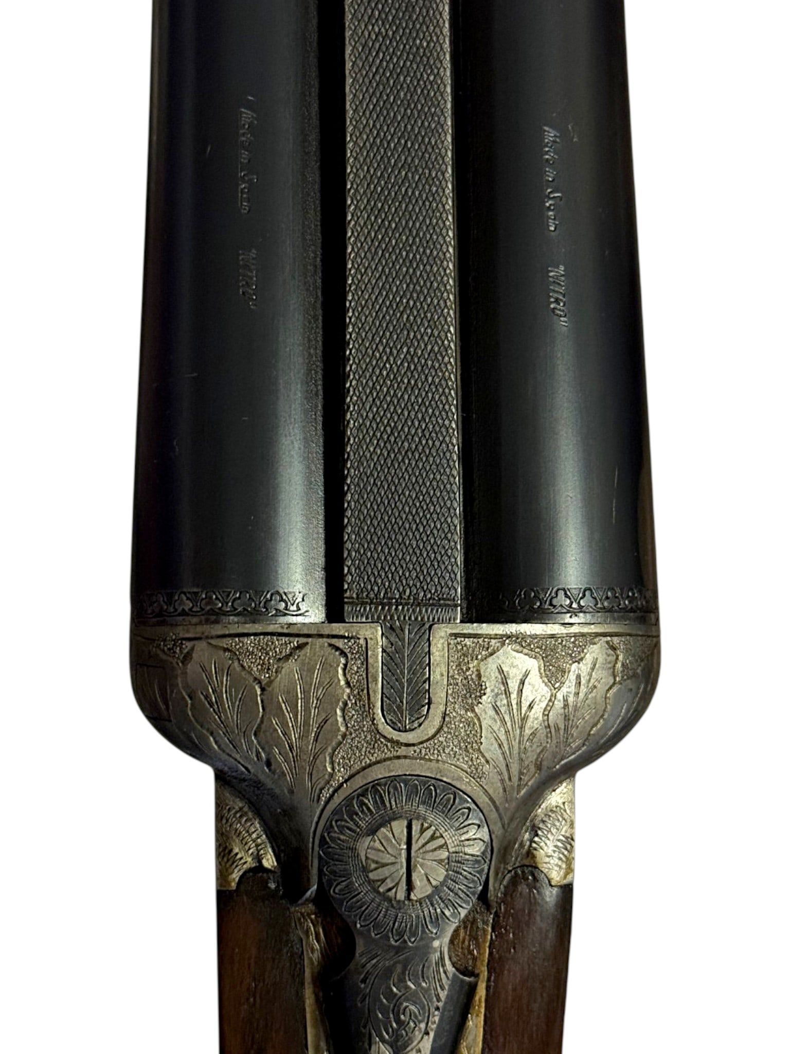 Excellent Scroll Engraved Spanish Nitro 12 GA. SXS Double Barrel Greener Crossbolt Shotgun - 4
