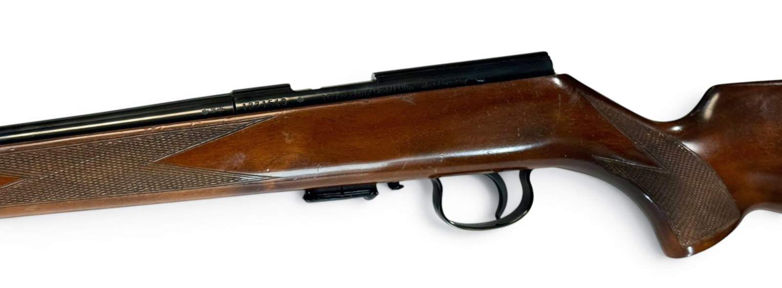 Excellent 1983 (Before Fall of Berlin Wall) West German Anschutz Model 1515-1516 .22 WMR Rifle: S#: 1271543, mfg. 1983 | 22.5" Barrel | Comes with (1) magazine |||| CONDITION: Excellent, like new. 99% original blued finish. Wood stock is excellent and solid with crisp checkering and a few