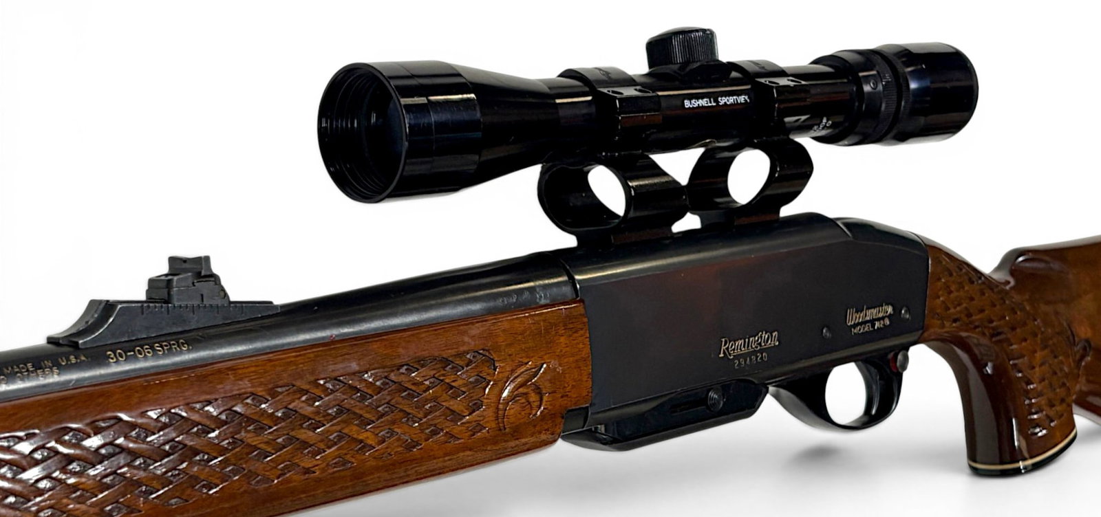 MINT 1967 Remington Model 742 Woodsmaster BDL Deluxe .30-06 SPRG Semi-Automatic Magazine Rifle: S# 294820 - mfg. 1967 | Date code: PP | 22” Barrel | BDL Deluxe Model with Beautiful gold lettering and nice Basket weaved wood forend and stock with cheek rest | Comes with (1) Detachable