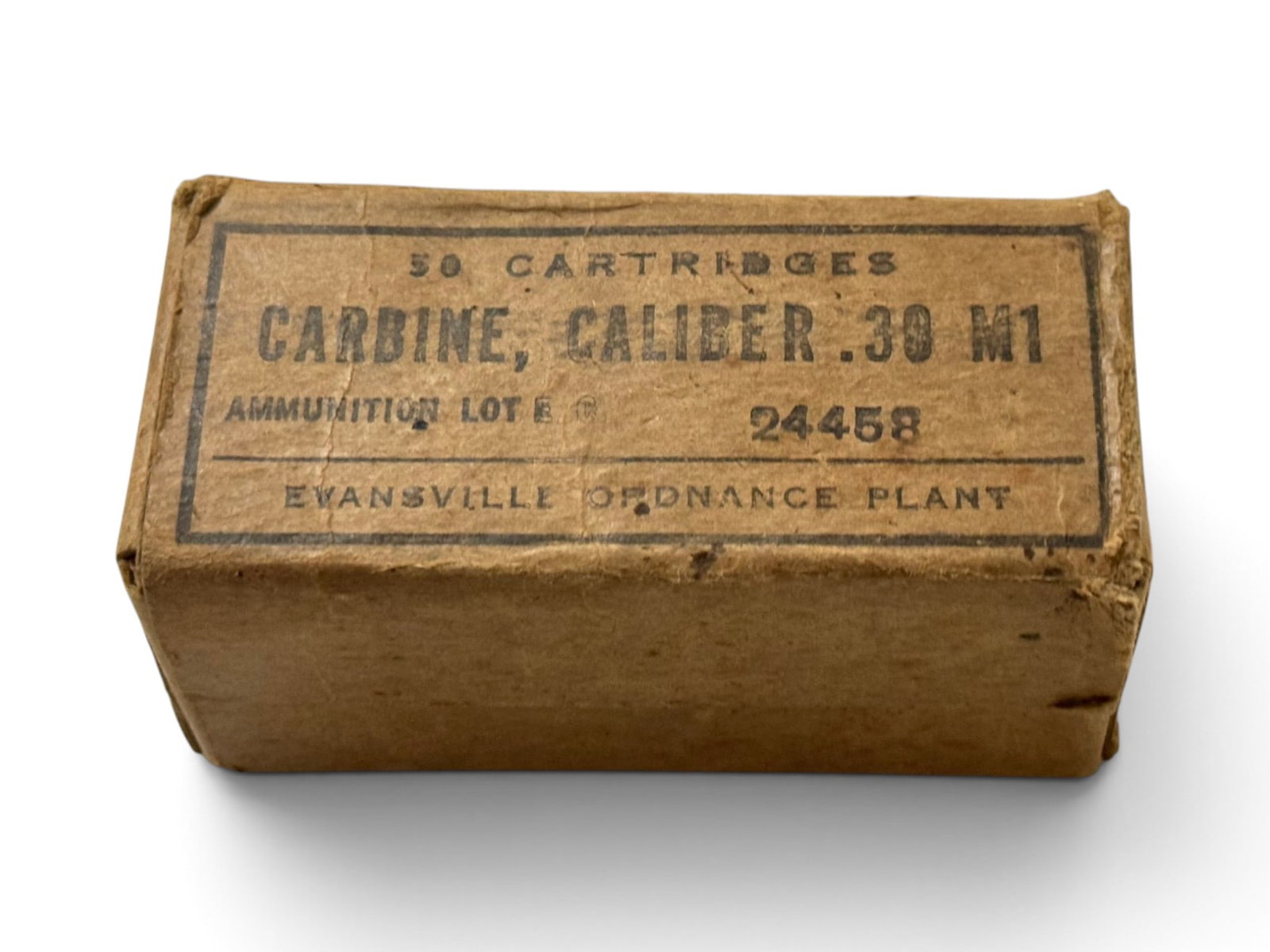 NIB Sealed 50rds. of .30 M1 CARBINE Military Surplus Ammunition by Evansville Ordnance Plant: See Photo(s)