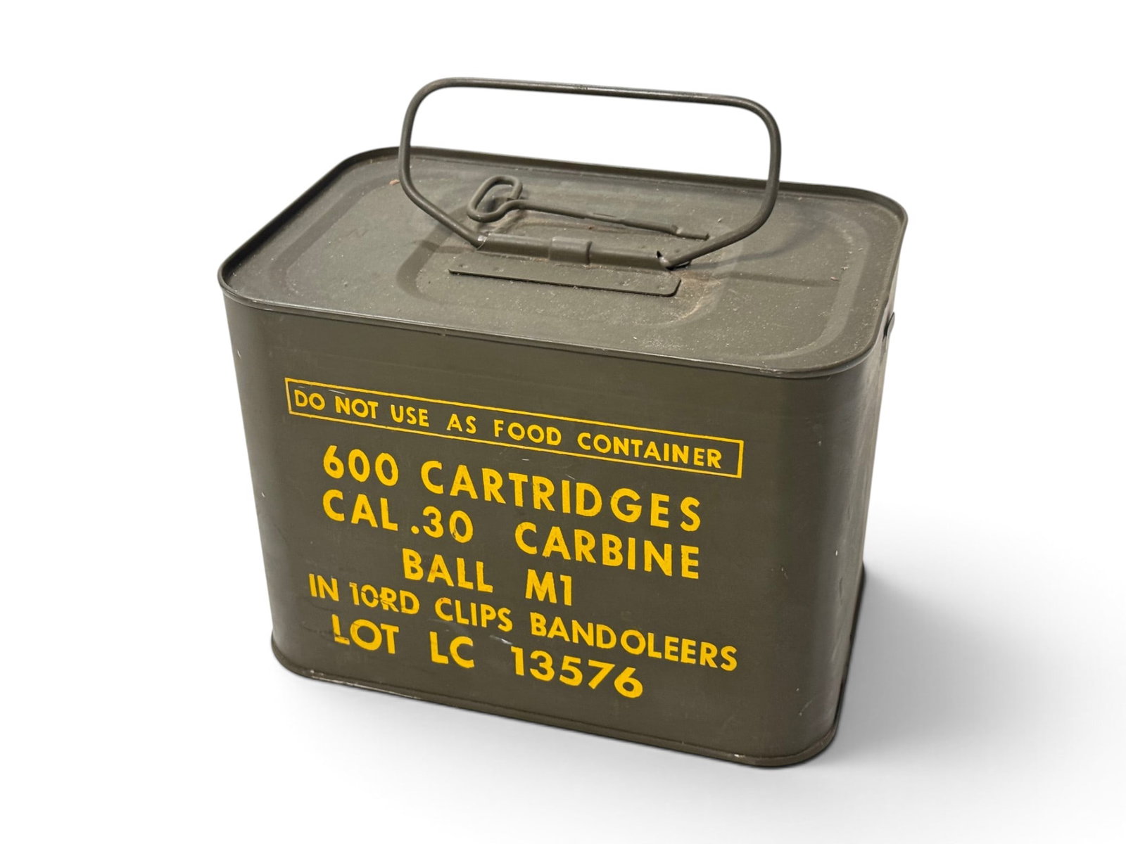 Rare SEALED Can 600rds. of .30 CARBINE BALL M1 Ammunition in 10rd Clips / Bandoleers (1 of 4)