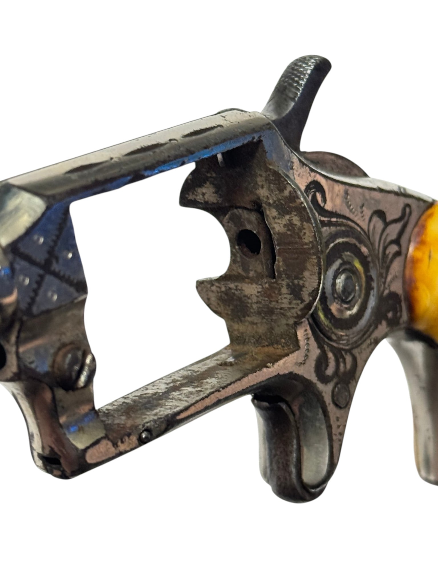 Antique Engraved William Tell “Colt New Line” .32 CAL. Spur Trigger Revolver w/ Bone Gri - 12