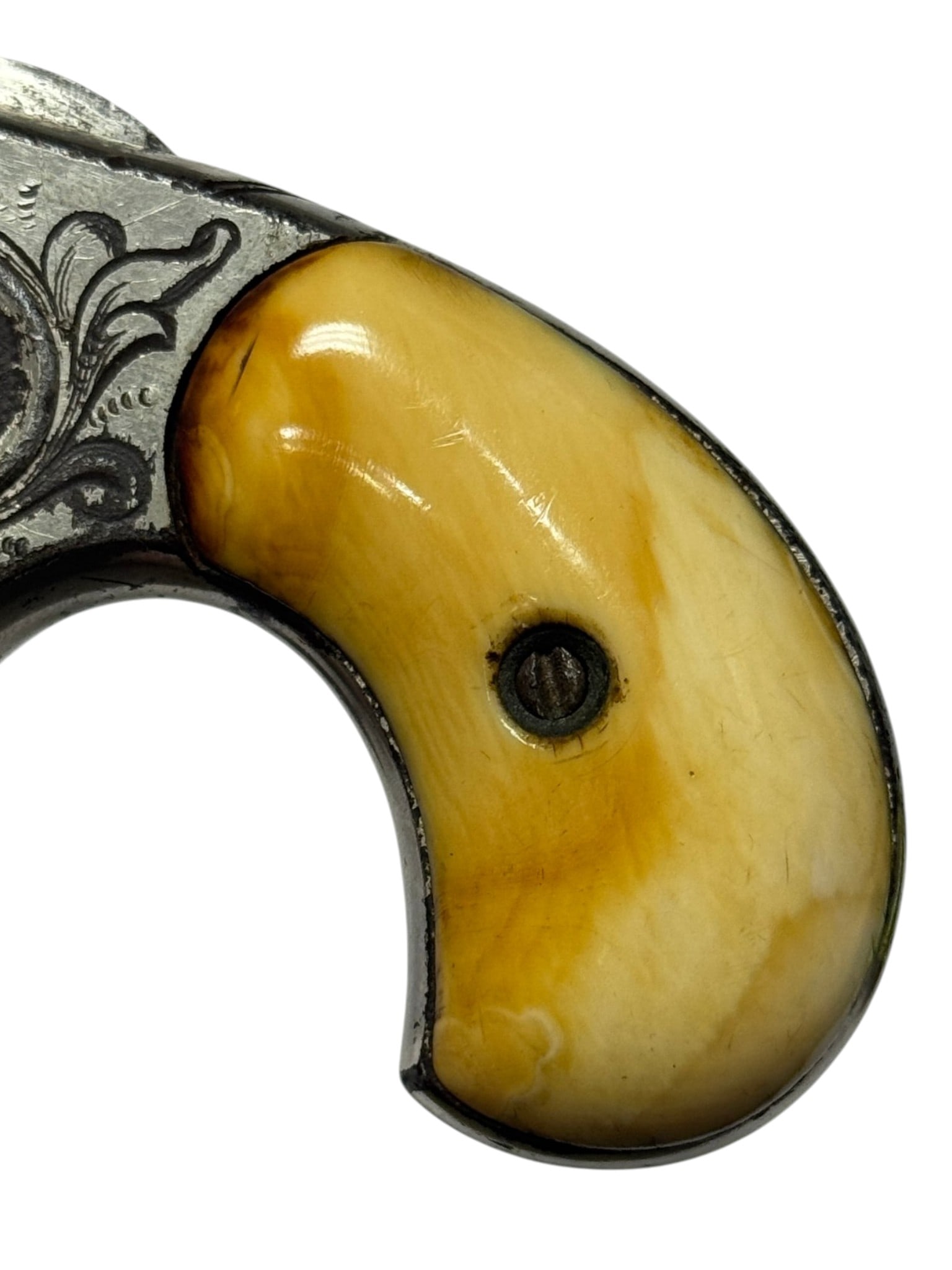 Antique Engraved William Tell “Colt New Line” .32 CAL. Spur Trigger Revolver w/ Bone Gri - 14