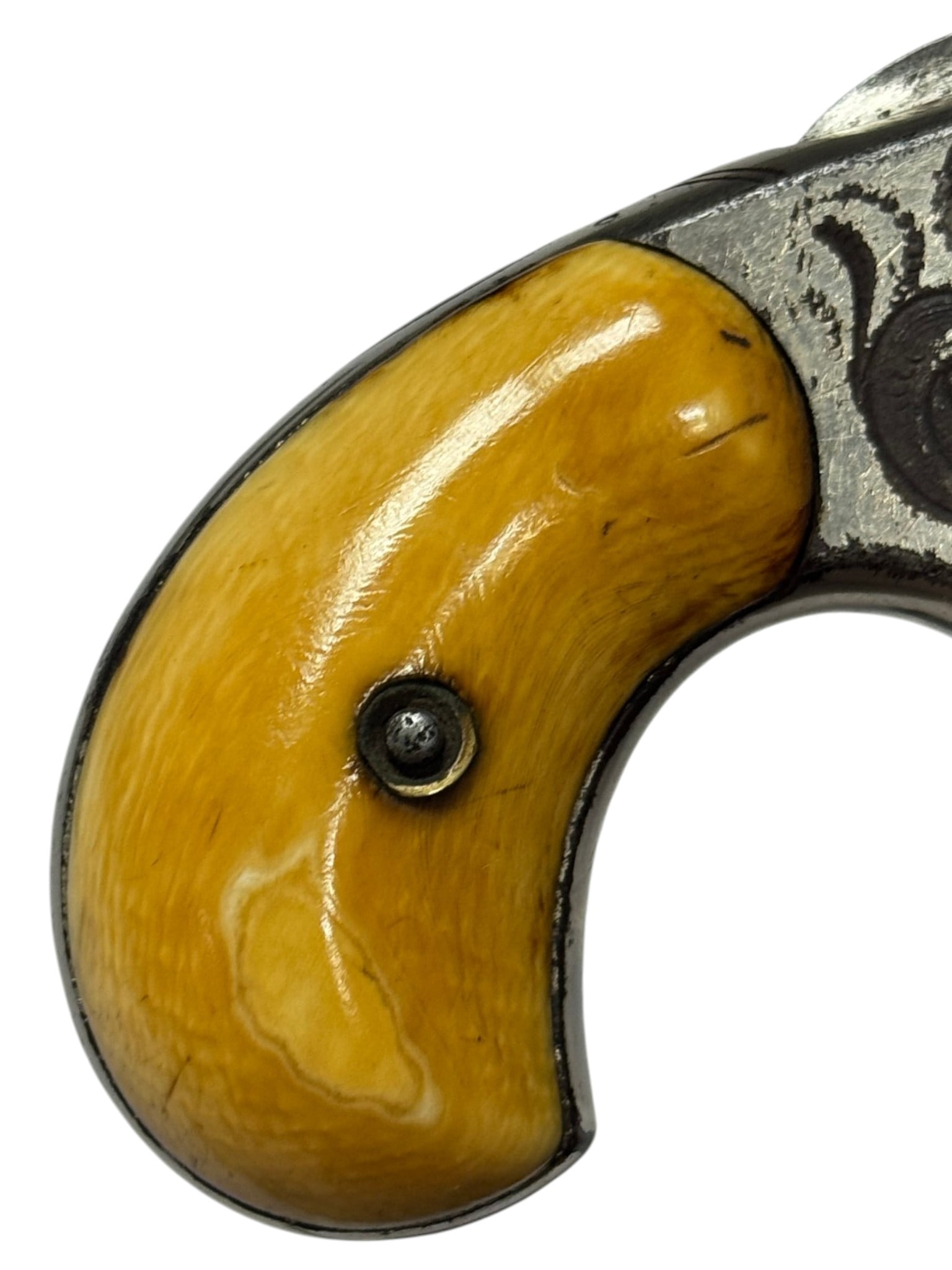 Antique Engraved William Tell “Colt New Line” .32 CAL. Spur Trigger Revolver w/ Bone Gri - 15