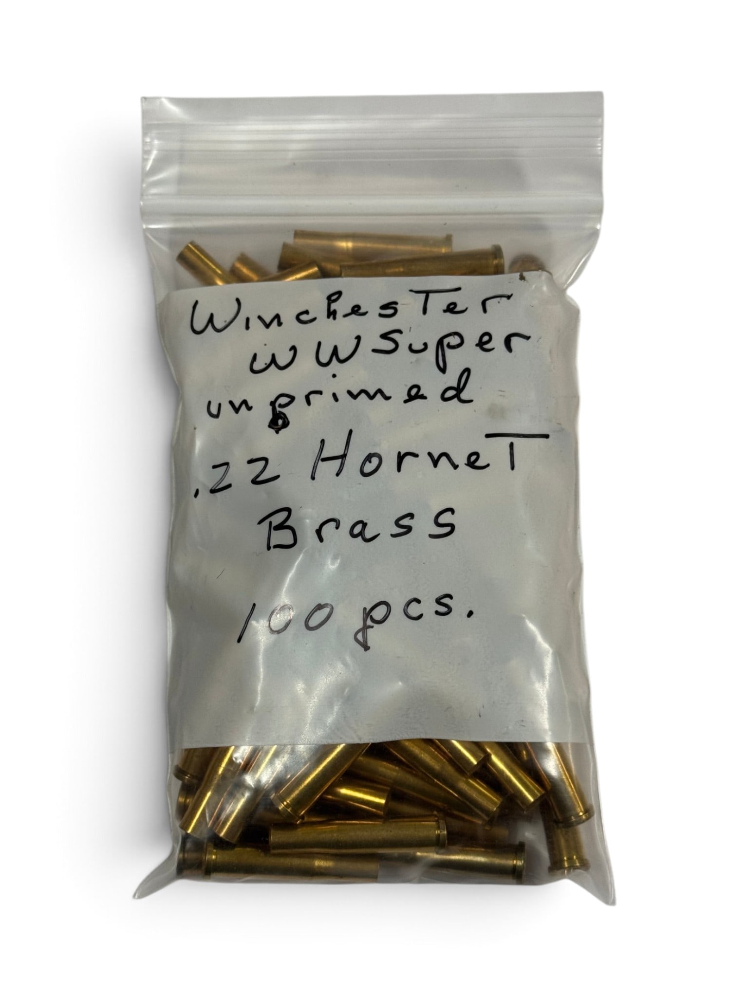 New 100qty. of .22 HORNET W-W SUPER UNPRIMED Brass Shells for Reloading (1 of 4)