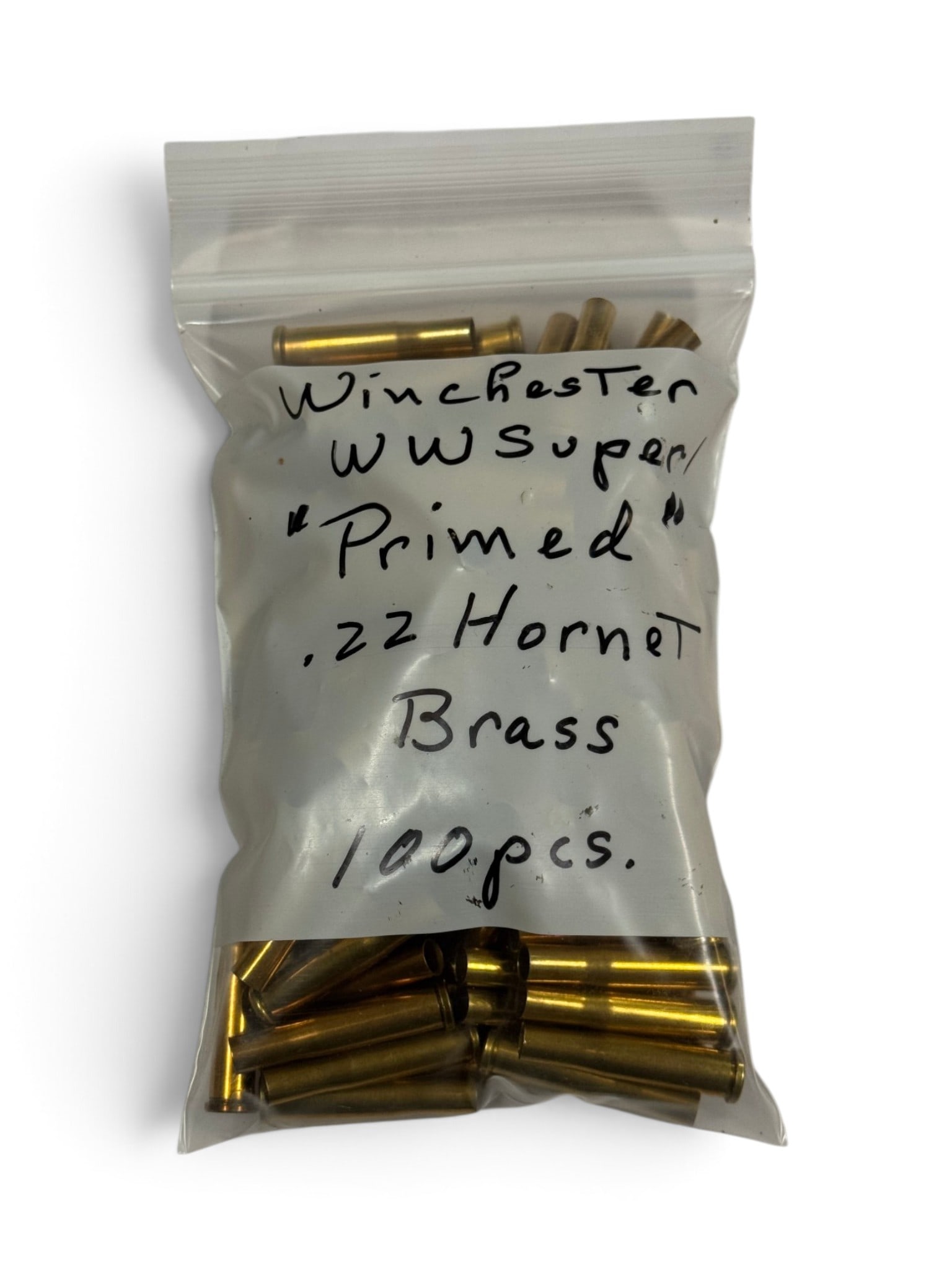 New 100qty. of .22 HORNET W-W SUPER “PRIMED” Brass Shells for Reloading: Factory Winchester Brass Casings Primed and ready to reload