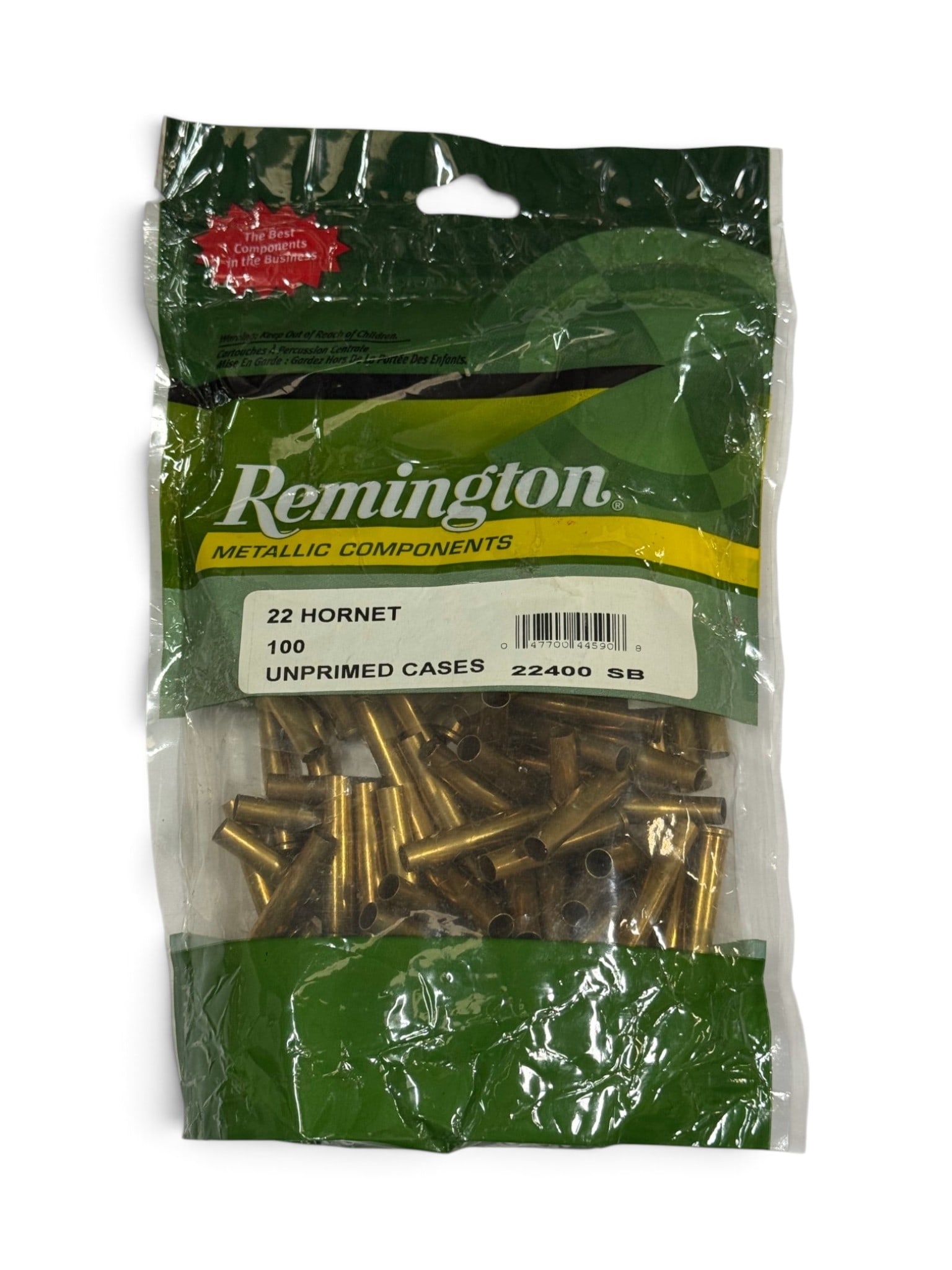 New 100qty. of .22 HORNET Remington UNPRIMED (Hornady) Brass Shells for Reloading: Factory Hornady Brass Casings Unprimed