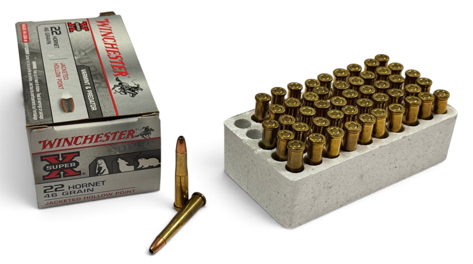 NIB 50rds. of .22 HORNET 46gr. JHP Winchester Super-X Ammunition: Excellent Condition. See Photos.