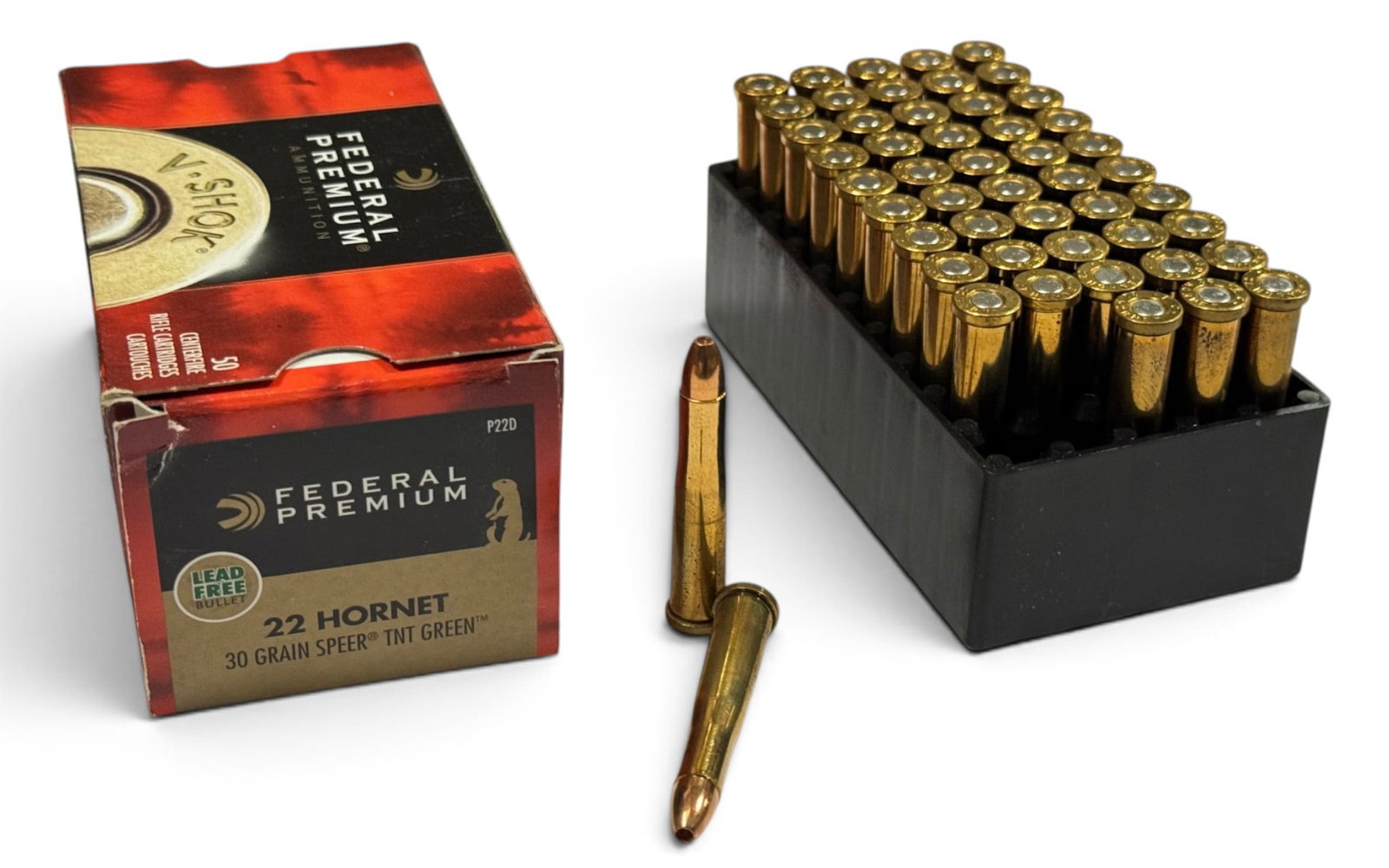 NIB 50rds. of .22 HORNET 30gr. Speer TNT Green HP Federal Premium Ammunition: Excellent Condition. See Photos.