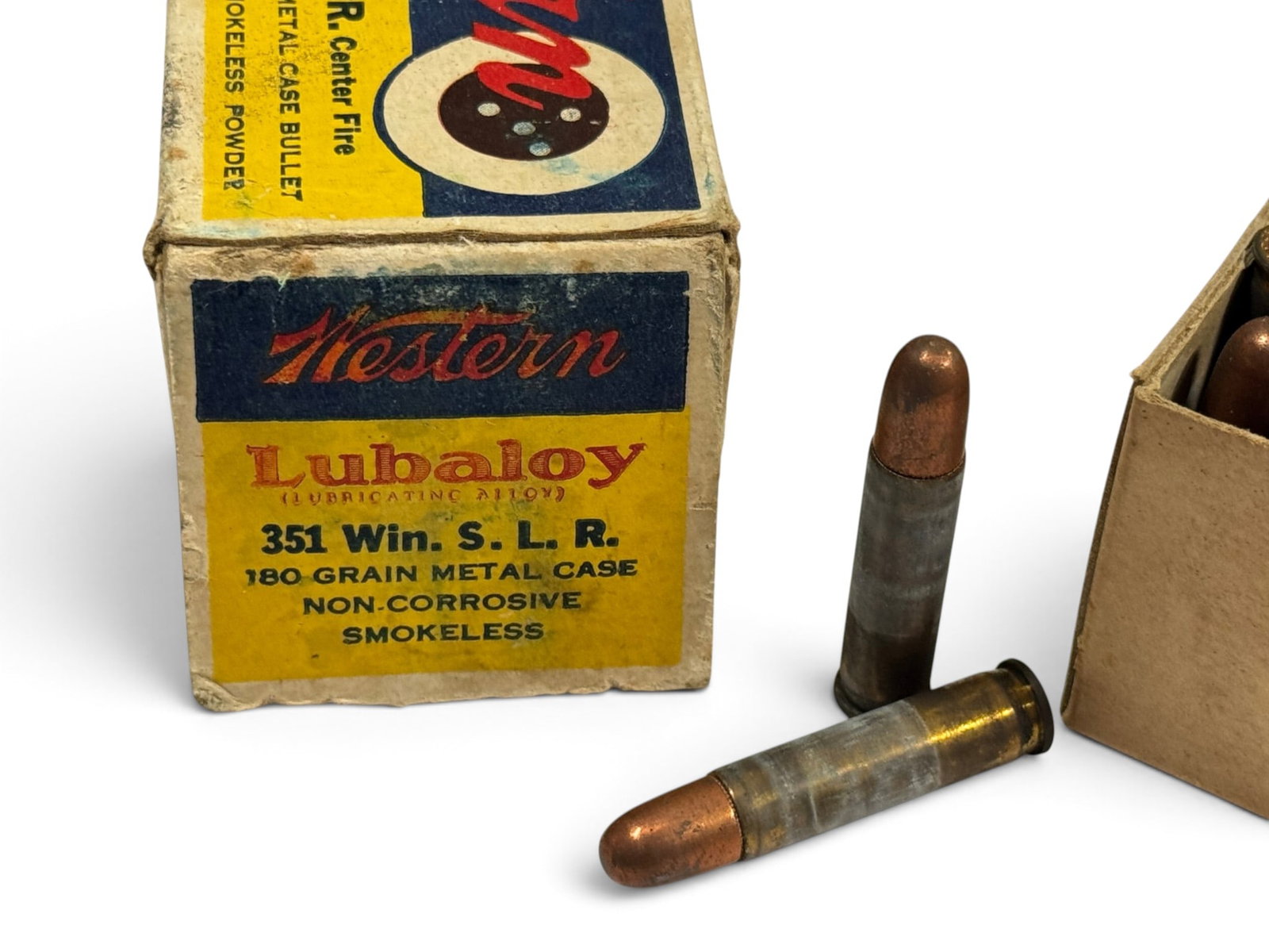 RARE Vintage NOS 50rds. of .351 WIN. S. L. R. 180gr. MC Western (.351 WSL) Ammunition - 2