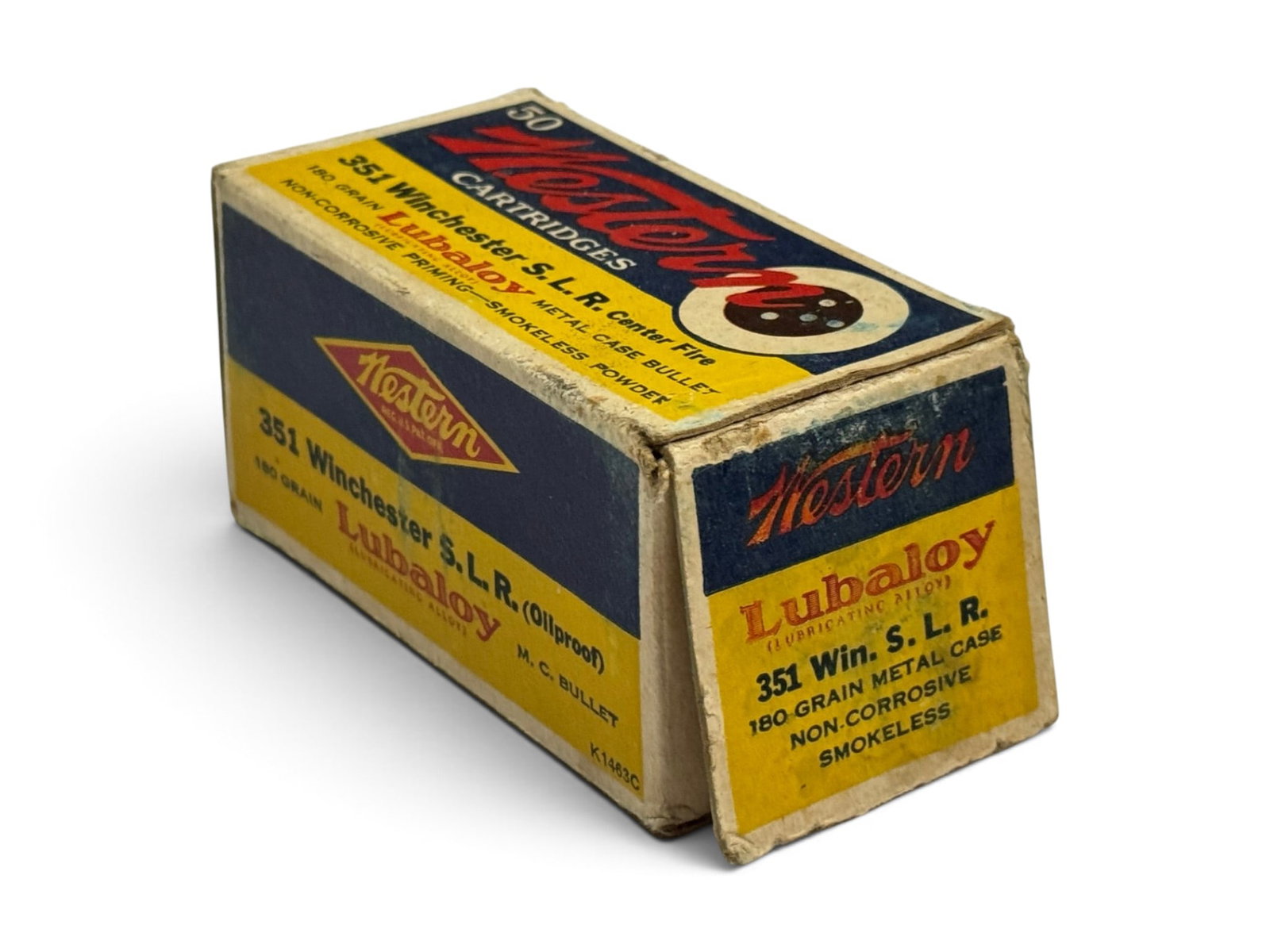RARE Vintage NOS 50rds. of .351 WIN. S. L. R. 180gr. MC Western (.351 WSL) Ammunition - 7