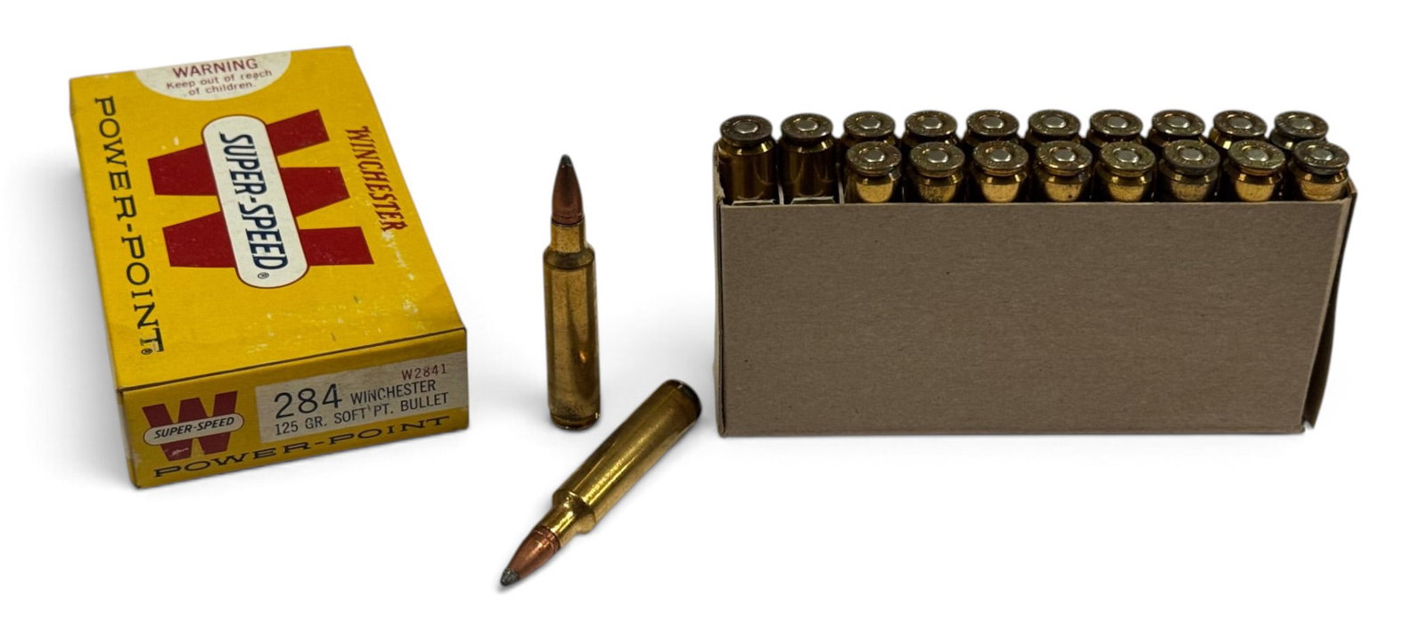 Vintage NOS 20rds. of .284 WIN. 125gr. SP Winchester Super-Speed Power-Point Ammunition: Box and Ammo are both in excellent, like new condition. Hard-to-Find caliber.