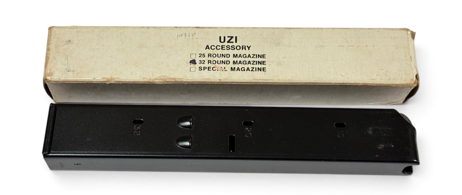 NIB IMI Action Arms Ltd. 32-Round Uzi 9mm Magazine: New in box.